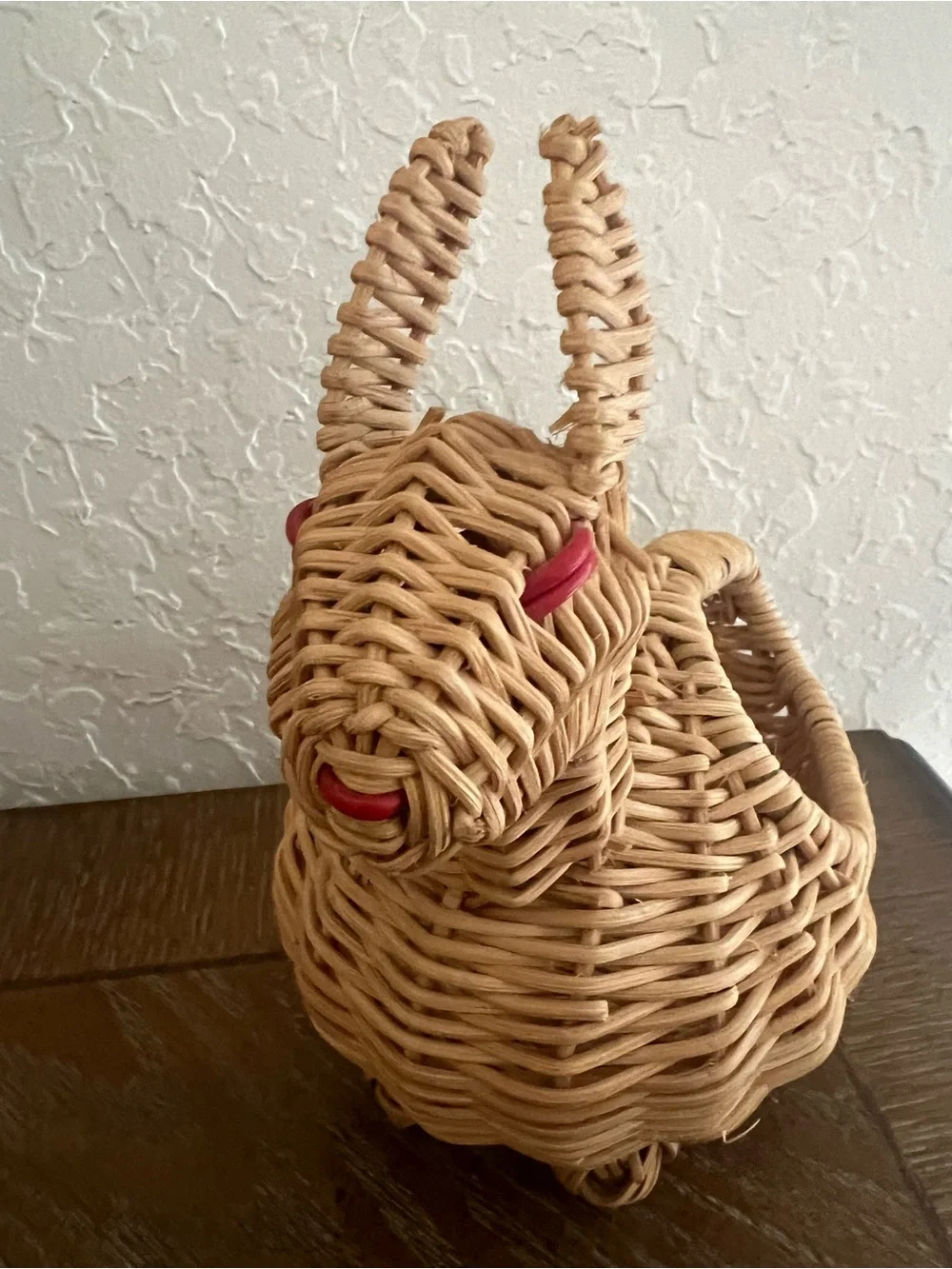 Source Unknown Woven Bunny Basket in Natural and Red